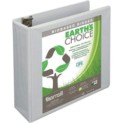 Samsill - 575 Sheet Capacity, 8-1/2 x 11", View Ring Binder - Polypropylene, White - Industrial Tool & Supply