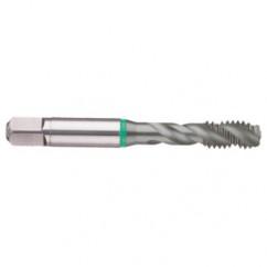 M18x2.5 6H 4-Flute Cobalt Green Ring Semi-Bottoming 40 degree Spiral Flute Tap-TiCN - Industrial Tool & Supply