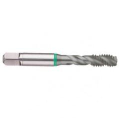M16x2.0 6H 4-Flute Cobalt Green Ring Semi-Bottoming 40 degree Spiral Flute Tap-TiCN - Industrial Tool & Supply