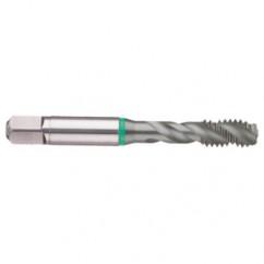 M14x2.0 6H 3-Flute Cobalt Green Ring Semi-Bottoming 40 degree Spiral Flute Tap-TiCN - Industrial Tool & Supply