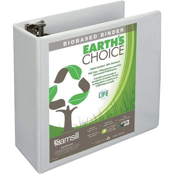 Samsill - 700 Sheet Capacity, 8-1/2 x 11", View Ring Binder - Polypropylene, White - Industrial Tool & Supply