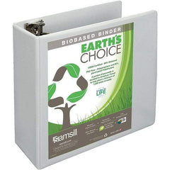 Samsill - 700 Sheet Capacity, 8-1/2 x 11", View Ring Binder - Polypropylene, White - Industrial Tool & Supply