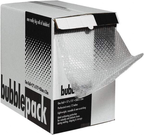 Made in USA - 50' Long x 24" Wide x 1/2" Thick, Bubble Roll - Clear - Industrial Tool & Supply