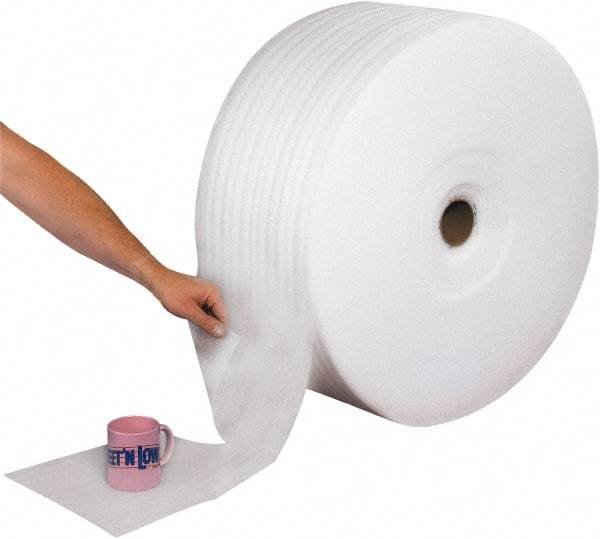 Made in USA - 1,250' Long x 12" Wide x 1/16" Thick, Foam Roll - White - Industrial Tool & Supply