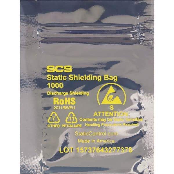 Made in USA - 13" Long x 10" Wide, 3.1 mil Thick, Self Seal Static Shield Bag - Transparent, Metal-In, Standard Grade - Industrial Tool & Supply