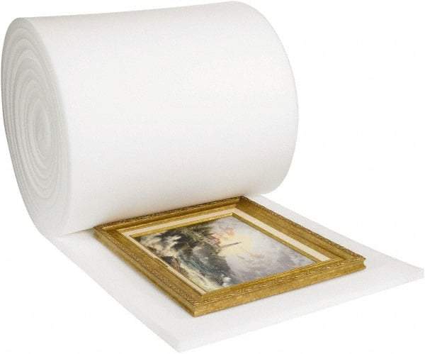 Made in USA - 18' Long x 24" Wide x 2" Thick, Foam Roll - White - Industrial Tool & Supply