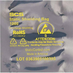 Made in USA - 3" Long x 2" Wide, 3.1 mil Thick, Open Top Static Shield Bag - Transparent, Metal-In, Standard Grade - Industrial Tool & Supply