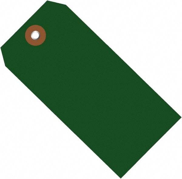 Made in USA - 6-1/4" High x 3-1/8" Long, Safety & Facility Blank Tag - Green Vinyl - Industrial Tool & Supply