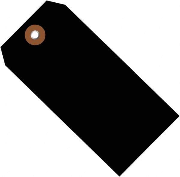Made in USA - 6-1/4" High x 3-1/8" Long, Safety & Facility Blank Tag - Black Vinyl - Industrial Tool & Supply
