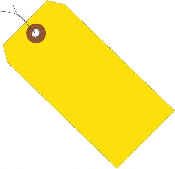 Made in USA - 6-1/4" High x 3-1/8" Long, Safety & Facility Blank Tag - Yellow Vinyl - Industrial Tool & Supply