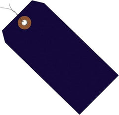 Made in USA - 6-1/4" High x 3-1/8" Long, Safety & Facility Blank Tag - Blue Vinyl - Industrial Tool & Supply