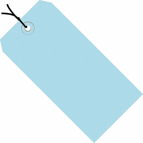 Made in USA - 5-1/4" High x 2-5/8" Long, Safety & Facility Blank Tag - Light Blue Cardstock - Industrial Tool & Supply
