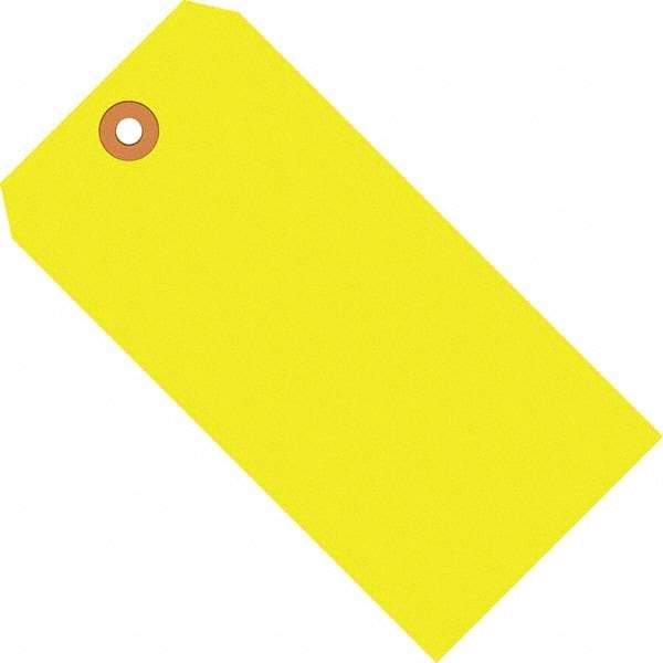 Made in USA - 4-1/4" High x 2-1/8" Long, Safety & Facility Blank Tag - Fluorescent Yellow Cardstock - Industrial Tool & Supply