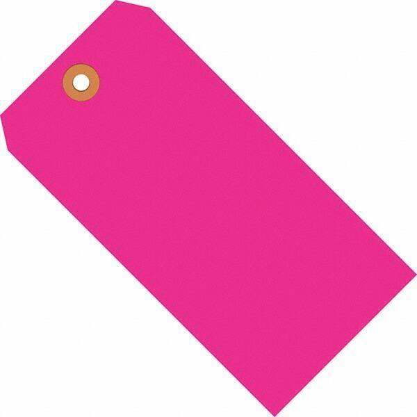 Made in USA - 6-1/4" High x 3-1/8" Long, Safety & Facility Blank Tag - Fluorescent Pink Cardstock - Industrial Tool & Supply