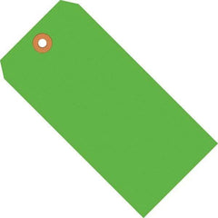 Made in USA - 5-1/4" High x 2-5/8" Long, Safety & Facility Blank Tag - Fluorescent Green Cardstock - Industrial Tool & Supply