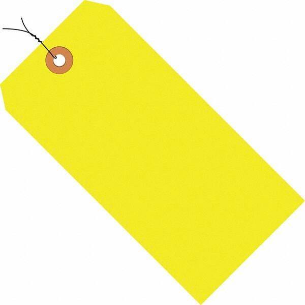 Made in USA - 4-3/4" High x 2-3/8" Long, Safety & Facility Blank Tag - Fluorescent Yellow Cardstock - Industrial Tool & Supply