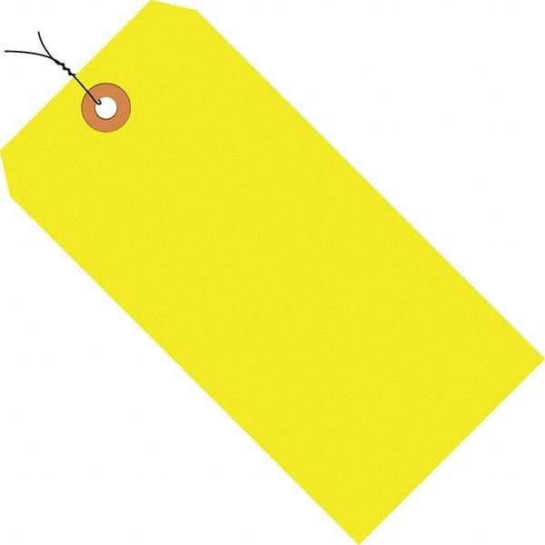 Made in USA - 3-1/4" High x 1-5/8" Long, Safety & Facility Blank Tag - Fluorescent Yellow Cardstock - Industrial Tool & Supply