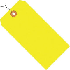 Made in USA - 3-1/4" High x 1-5/8" Long, Safety & Facility Blank Tag - Fluorescent Yellow Cardstock - Industrial Tool & Supply