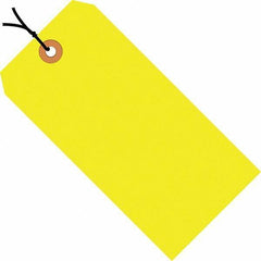 Made in USA - 4-1/4" High x 2-1/8" Long, Safety & Facility Blank Tag - Fluorescent Yellow Cardstock - Industrial Tool & Supply