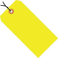 Made in USA - 2-3/4" High x 1-3/8" Long, Safety & Facility Blank Tag - Fluorescent Yellow Cardstock - Industrial Tool & Supply