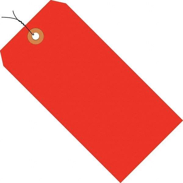 Made in USA - 4-1/4" High x 2-1/8" Long, Safety & Facility Blank Tag - Fluorescent Red Cardstock - Industrial Tool & Supply
