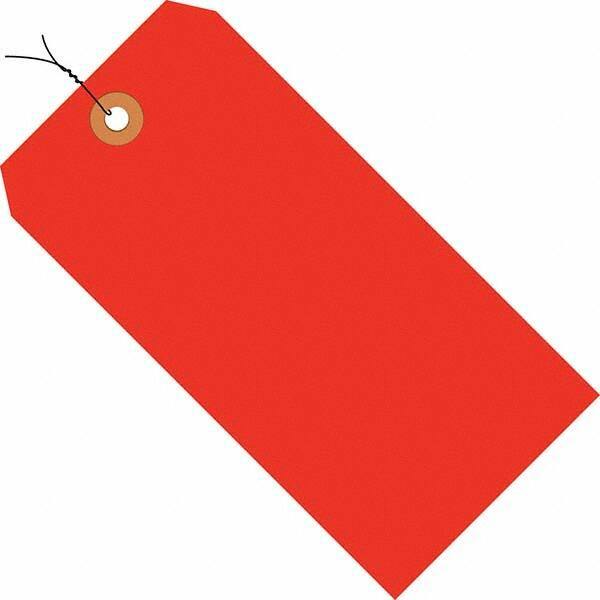 Made in USA - 3-1/4" High x 1-5/8" Long, Safety & Facility Blank Tag - Fluorescent Red Cardstock - Industrial Tool & Supply
