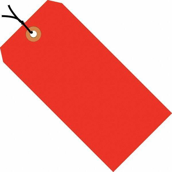 Made in USA - 3-3/4" High x 1-7/8" Long, Safety & Facility Blank Tag - Fluorescent Red Cardstock - Industrial Tool & Supply