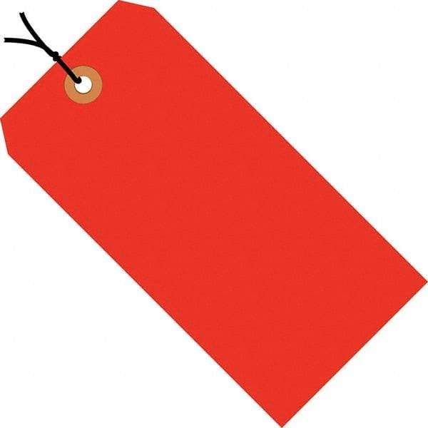Made in USA - 2-3/4" High x 1-3/8" Long, Safety & Facility Blank Tag - Fluorescent Red Cardstock - Industrial Tool & Supply