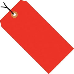 Made in USA - 2-3/4" High x 1-3/8" Long, Safety & Facility Blank Tag - Fluorescent Red Cardstock - Industrial Tool & Supply