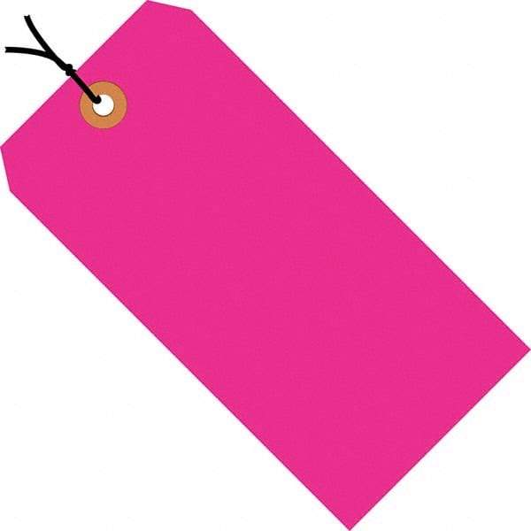 Made in USA - 5-1/4" High x 2-5/8" Long, Safety & Facility Blank Tag - Fluorescent Pink Cardstock - Industrial Tool & Supply