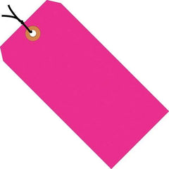 Made in USA - 5-1/4" High x 2-5/8" Long, Safety & Facility Blank Tag - Fluorescent Pink Cardstock - Industrial Tool & Supply