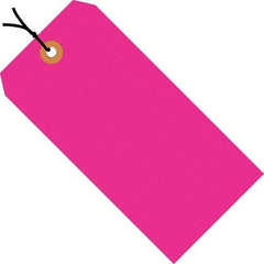 Made in USA - 3-3/4" High x 1-7/8" Long, Safety & Facility Blank Tag - Fluorescent Pink Cardstock - Industrial Tool & Supply
