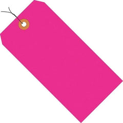 Made in USA - 3-1/4" High x 1-5/8" Long, Safety & Facility Blank Tag - Fluorescent Pink Cardstock - Industrial Tool & Supply