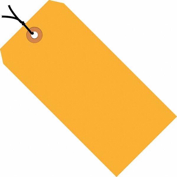 Made in USA - 3-3/4" High x 1-7/8" Long, Safety & Facility Blank Tag - Fluorescent Orange Cardstock - Industrial Tool & Supply