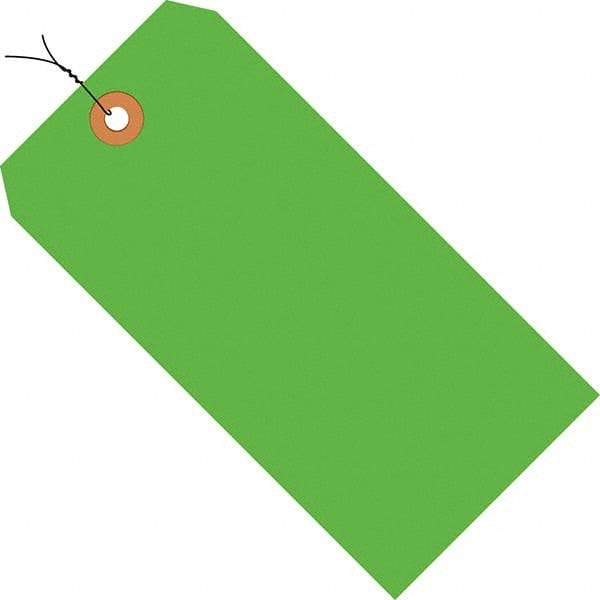 Made in USA - 2-3/4" High x 1-3/8" Long, Safety & Facility Blank Tag - Fluorescent Green Cardstock - Industrial Tool & Supply