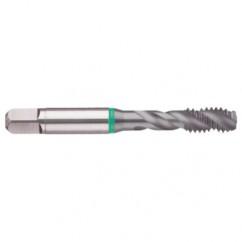 6-32 2B 3-Flute Cobalt Green Ring Semi-Bottoming 40 degree Spiral Flute Tap-TiCN - Industrial Tool & Supply