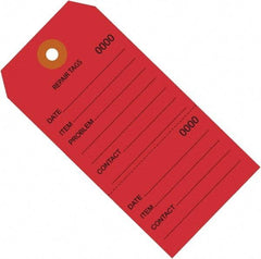 Made in USA - 6-1/4" High x 3-1/8" Long, Repair, English Safety & Facility Inspection Tag - Red Cardstock - Industrial Tool & Supply