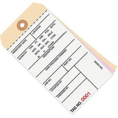 Made in USA - 6-1/4" High x 3-1/8" Long, Inventory, English Safety & Facility Numbered Tag - White & Manila Cardstock - Industrial Tool & Supply