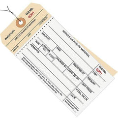 Made in USA - 6-1/4" High x 3-1/8" Long, Inventory, English Safety & Facility Numbered Tag - White & Manila Cardstock - Industrial Tool & Supply
