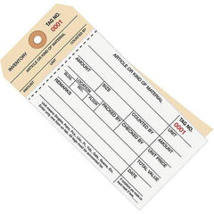 Made in USA - 6-1/4" High x 3-1/8" Long, Inventory, English Safety & Facility Numbered Tag - White & Manila Cardstock - Industrial Tool & Supply
