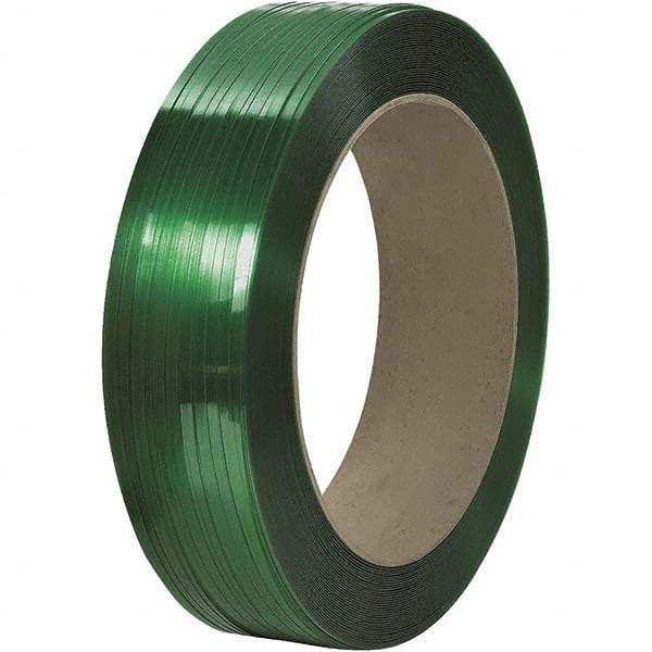 Made in USA - 10,500' Long x 7/16" Wide, Coil Case Polyester Hand Strapping - 500 Lb Capacity, 0.021" Thick - Industrial Tool & Supply