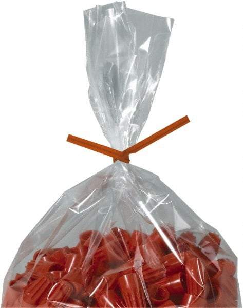 Made in USA - 12" Long, Bag Tie - Orange - Industrial Tool & Supply