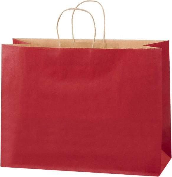 Made in USA - Kraft Grocery Bag - 16 x 6 x 12, Scarlet - Industrial Tool & Supply