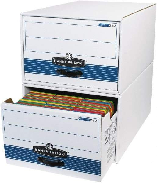 Made in USA - 1 Compartment, 15" Wide x 24" Deep, File Storage Boxes - Corrugated Cardboard, White - Industrial Tool & Supply