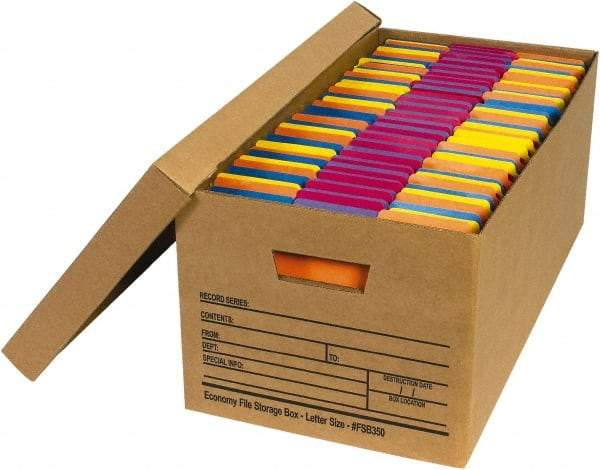Made in USA - 1 Compartment, 12" Wide x 24" Deep, File Storage Boxes - Corrugated Cardboard, Kraft (Color) - Industrial Tool & Supply