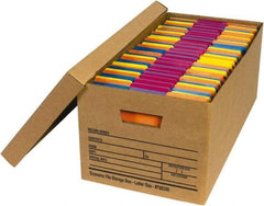 Made in USA - 1 Compartment, 12" Wide x 24" Deep, File Storage Boxes - Corrugated Cardboard, Kraft (Color) - Industrial Tool & Supply