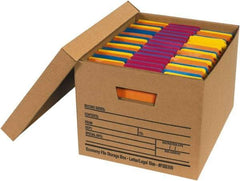 Made in USA - 1 Compartment, 12" Wide x 15" Deep, File Storage Boxes - Corrugated Cardboard, Kraft (Color) - Industrial Tool & Supply