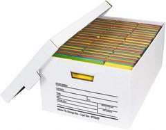 Made in USA - 1 Compartment, 15" Wide x 24" Deep, File Storage Boxes - Corrugated Cardboard, White - Industrial Tool & Supply