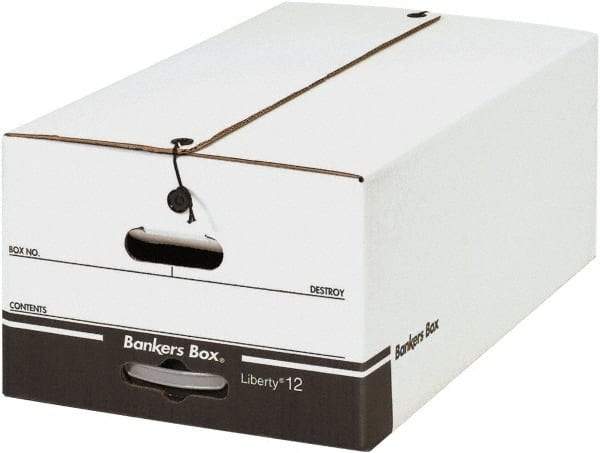 Made in USA - 1 Compartment, 15" Wide x 24" Deep, File Storage Boxes - Corrugated Cardboard, White - Industrial Tool & Supply