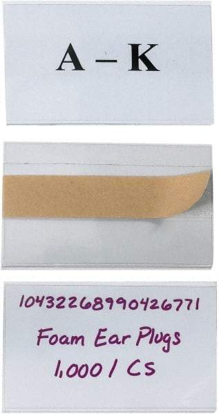 Made in USA - 3" Long x 5" Wide, Self Adhesive Back, Label Holder - Clear - Industrial Tool & Supply
